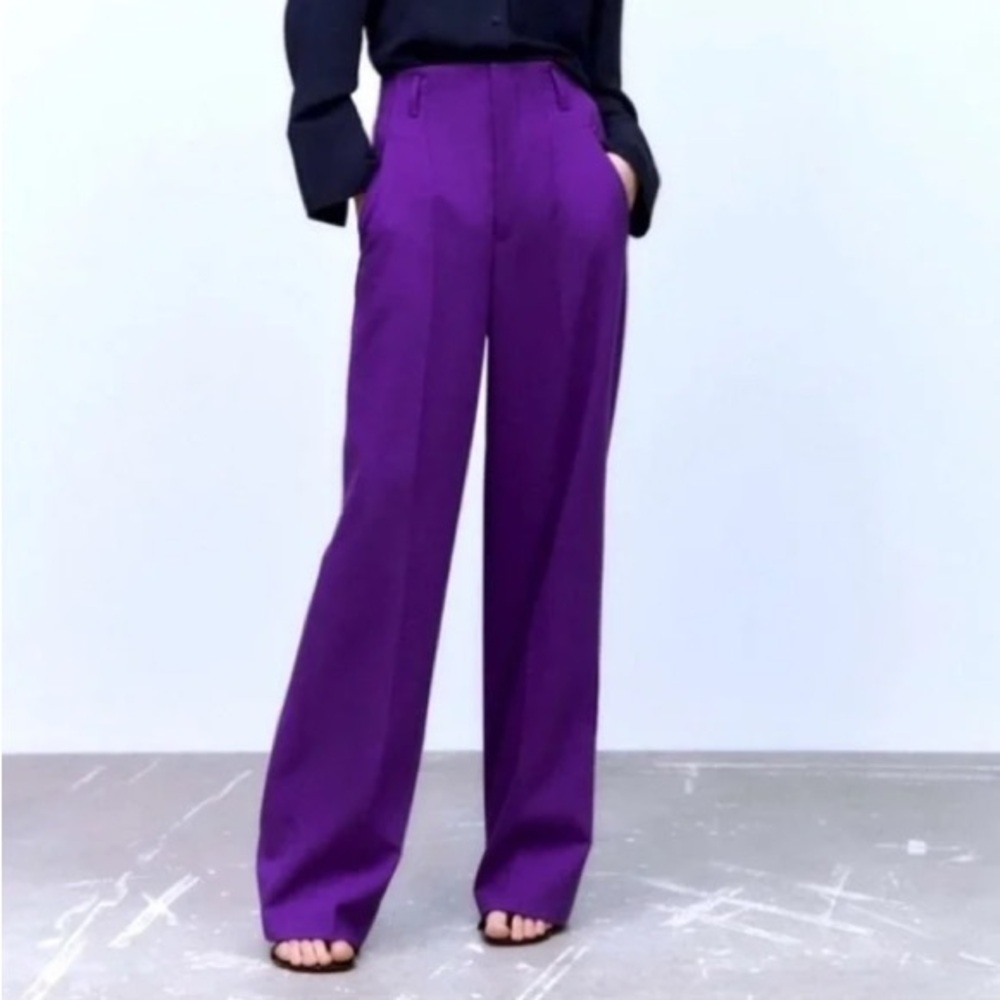 NWT - Zara Purple High Waist Trouser Pants
